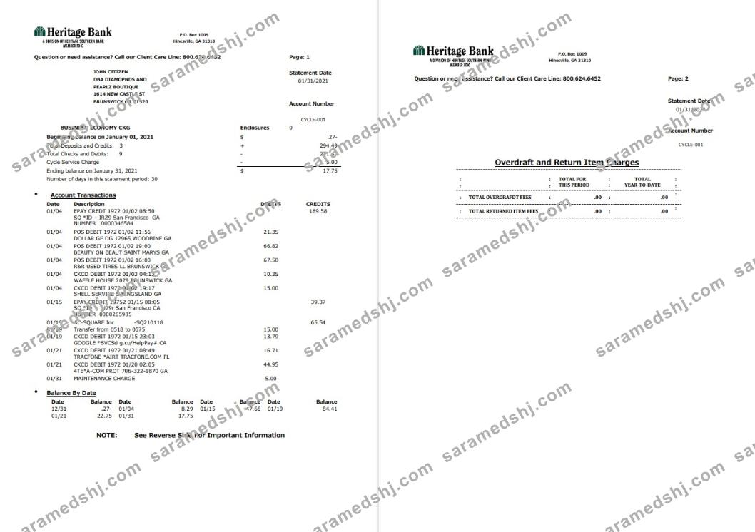 USA Heritage Bank 3 pages word pdf